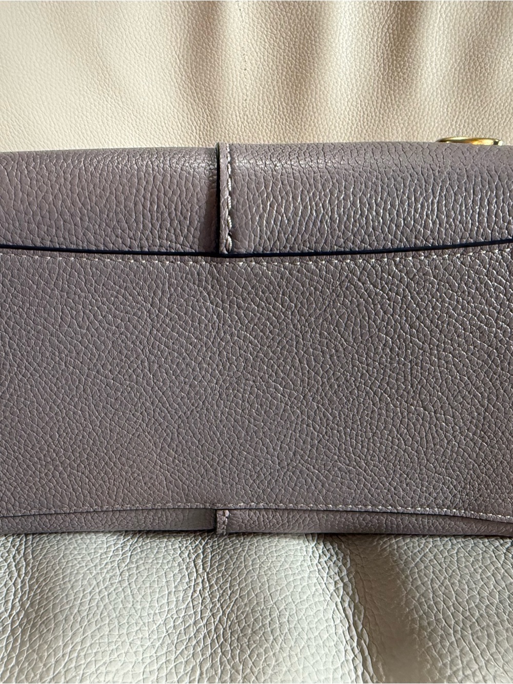 Coach Pebbled Leather Handbag in purplish Gray with Gold Accent - Picture 5 of 9